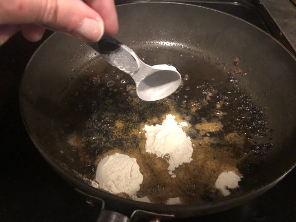 Cooking Eorzea | Adding in all-purpose flour.
